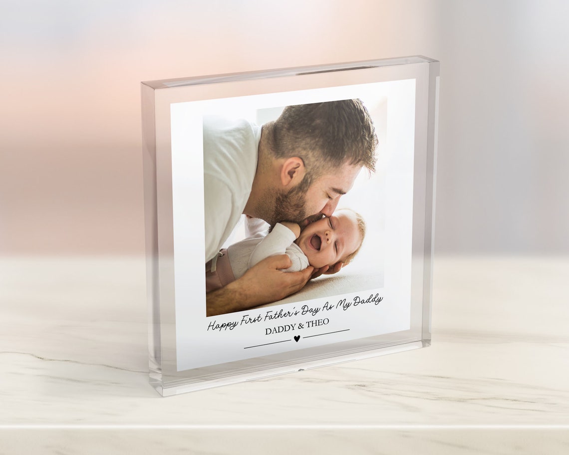 Happy First Father's Day As My Daddy Photo Acrylic Block Print
