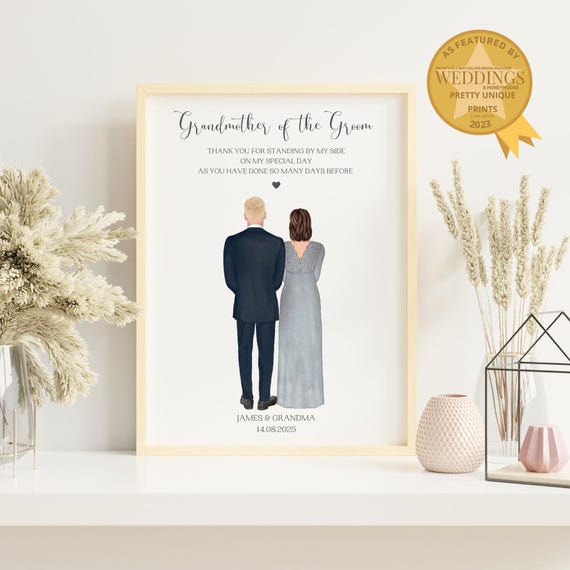 Gift For Grandma On My Wedding Day Gift For Grooms Grandma Personalised Groom And Grandma Print Wedding Favour Gift From Groom