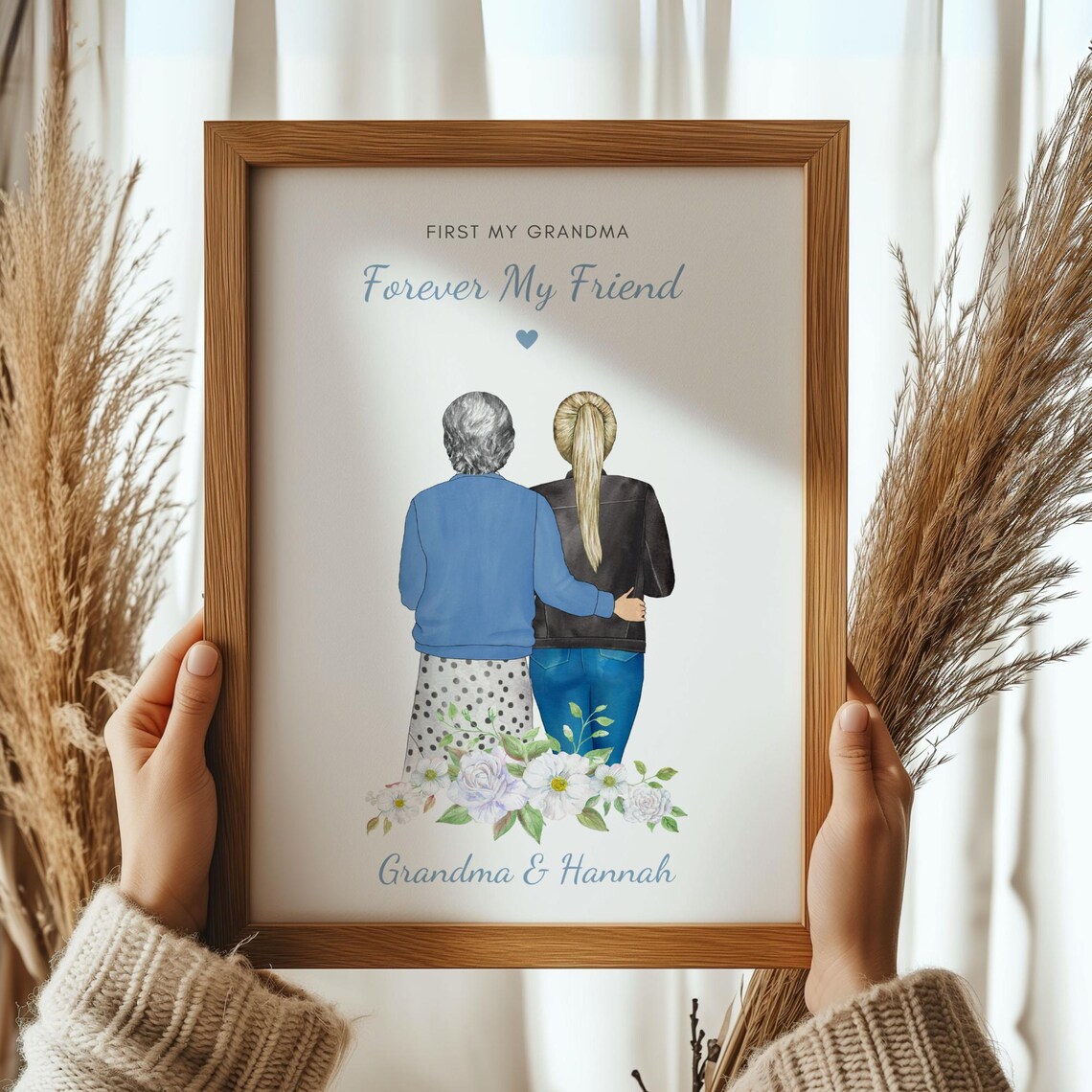 Personalised Grandma Gift Grandparent Portrait Personalized Family Gift Grandma And Granddaughter Gift Mothers Day Gift For Grandma