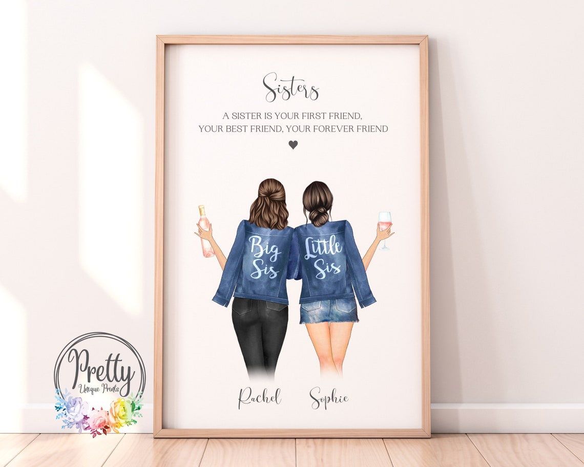 Personalised Big Sis Little Sis Sisters Best Friend Gift Poster