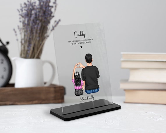 Father And Daughter Forever Personalized Daddy Heart Hands Plaque Print