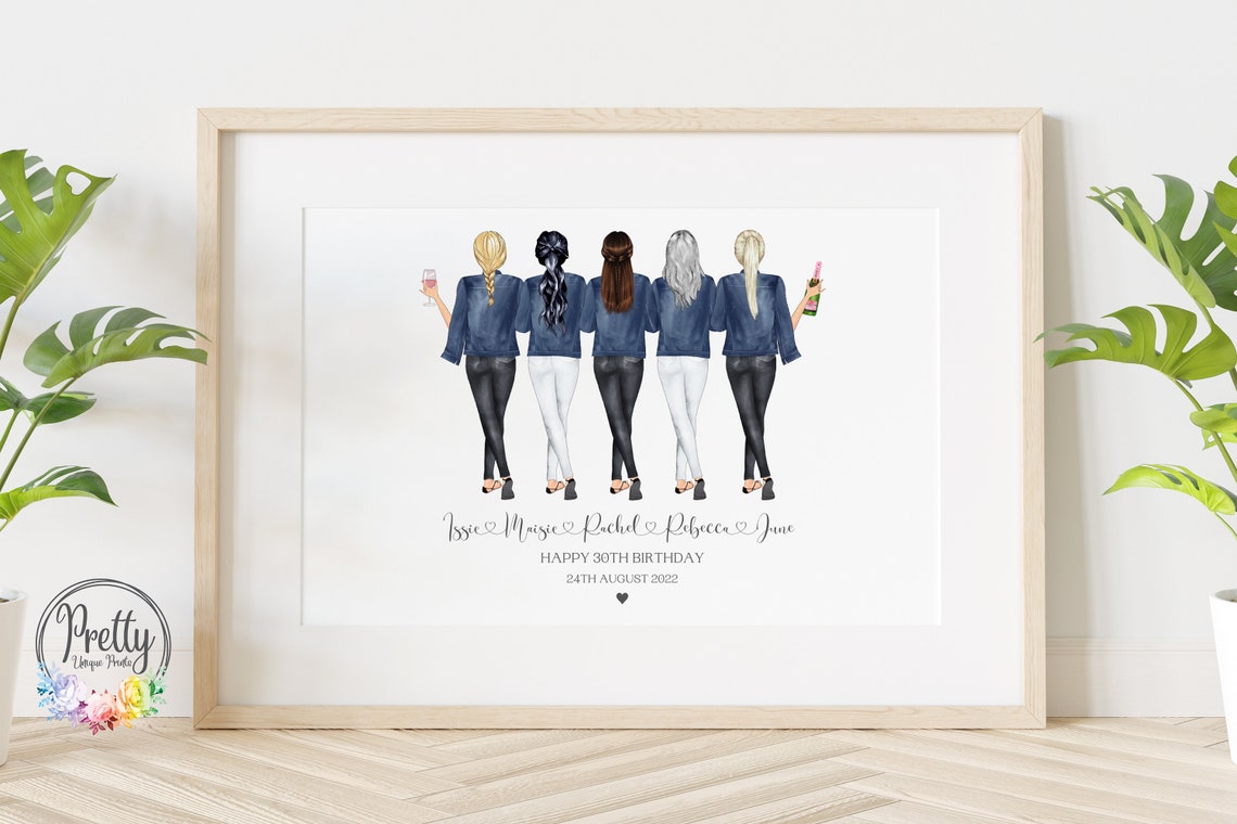 Happy 30th Birthday Five Friends Denim Jackets Keepsake Poster