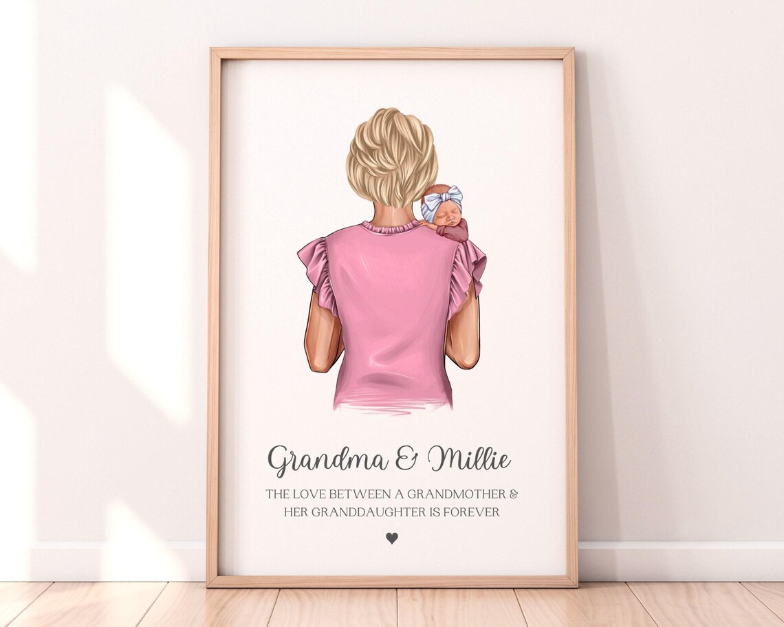Personalised Grandma and Newborn Baby Granddaughter Keepsake Poster