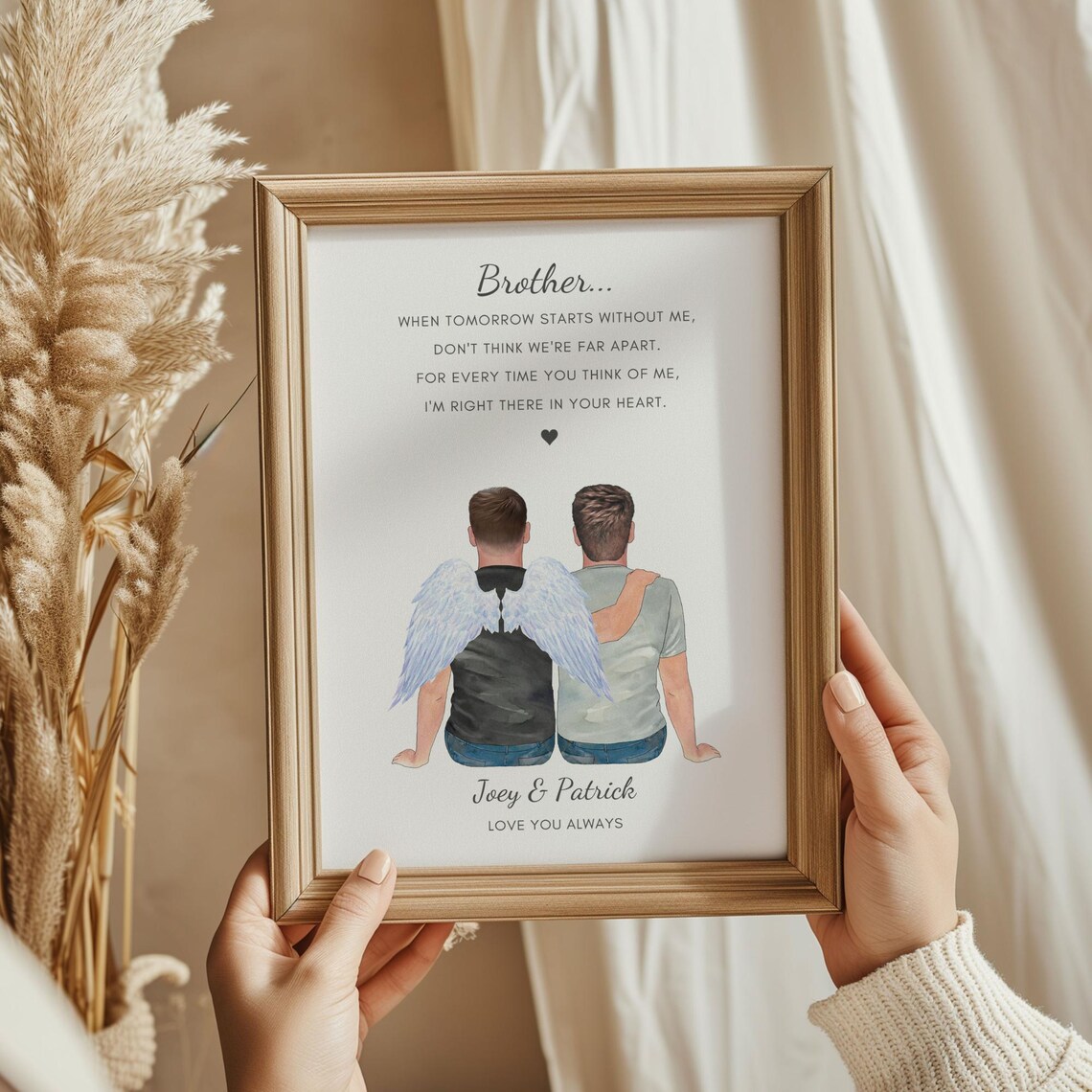 Brother Memorial Angel Wings In Your Heart Sympathy Tribute Print
