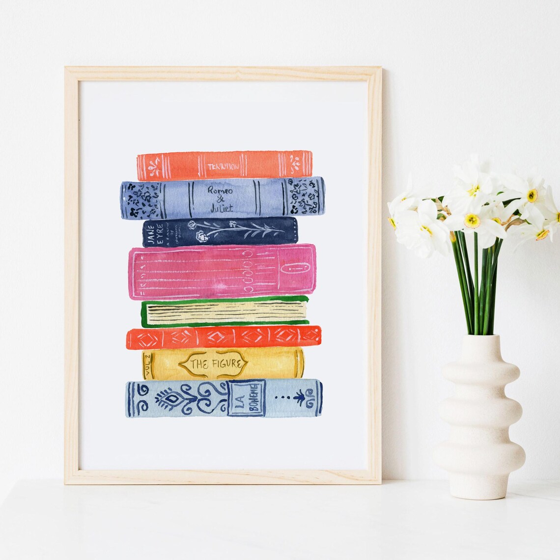 Stack Of Books Art Print, Library Wall Decor - Image 2