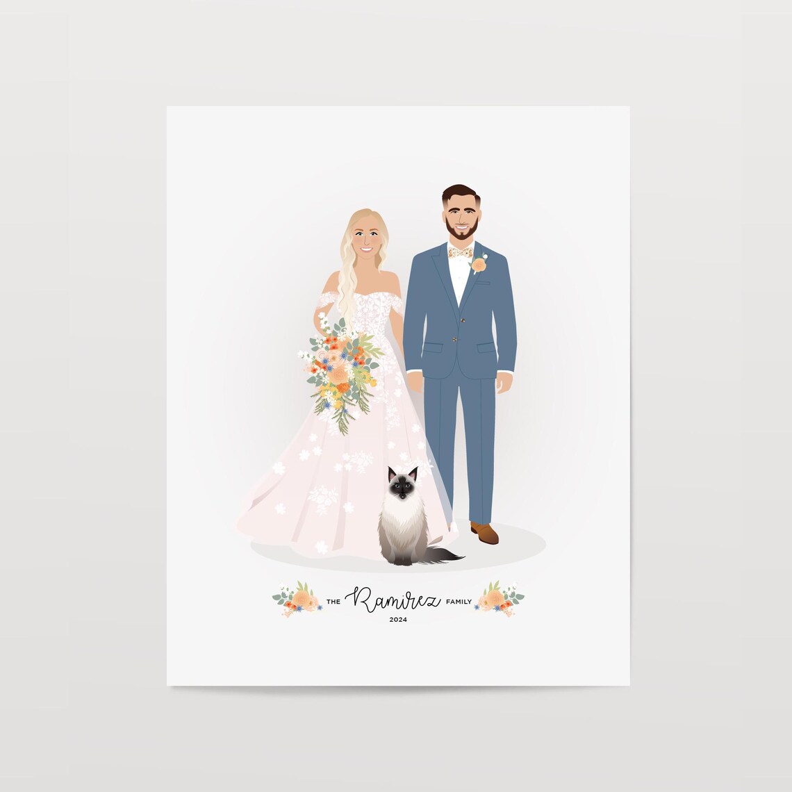 Personalized Valentines Gift, Custom Wedding Portrait - Image 4
