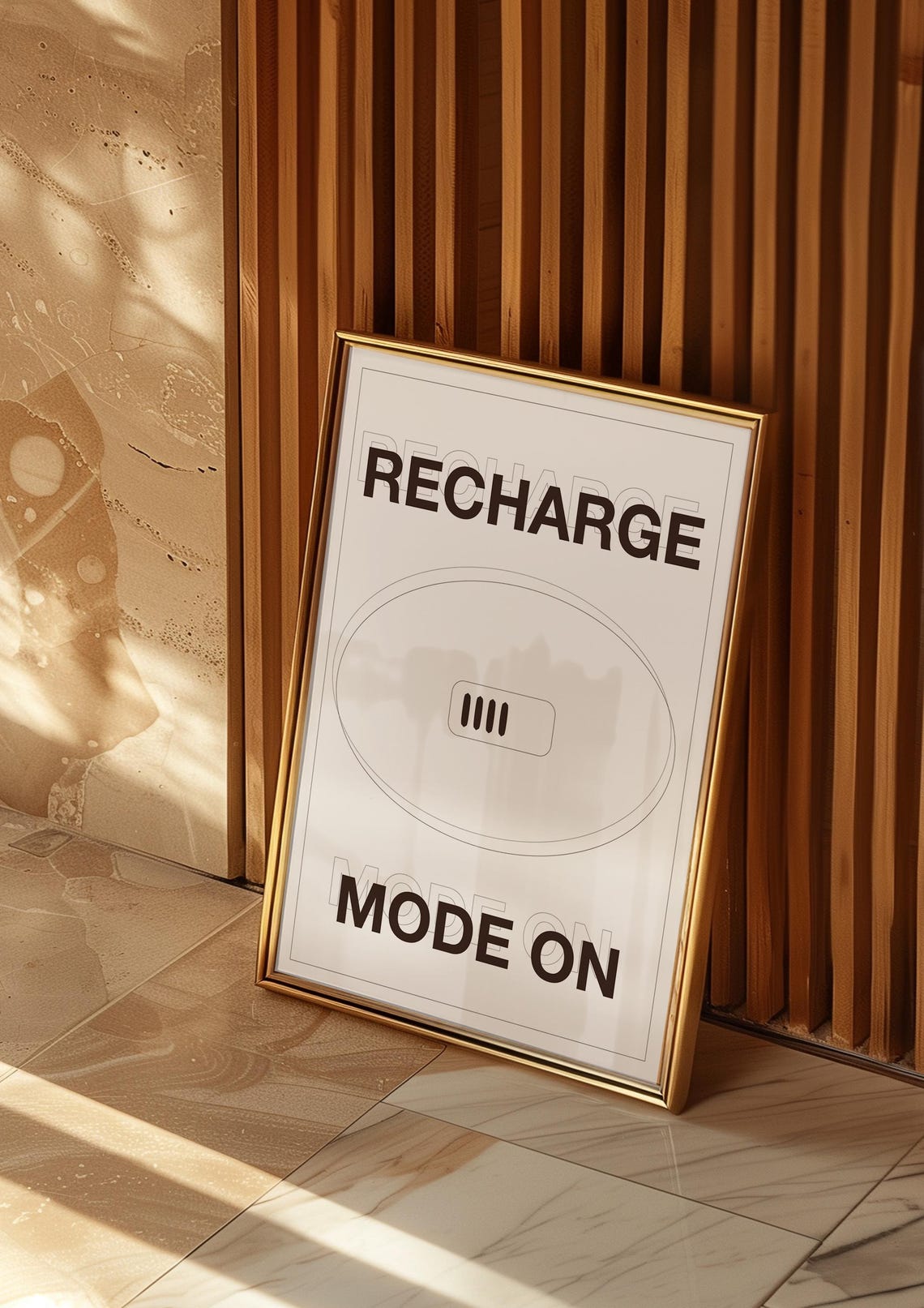 Recharge Mode On Minimalist Typography Self Care Wall Poster - Image 3