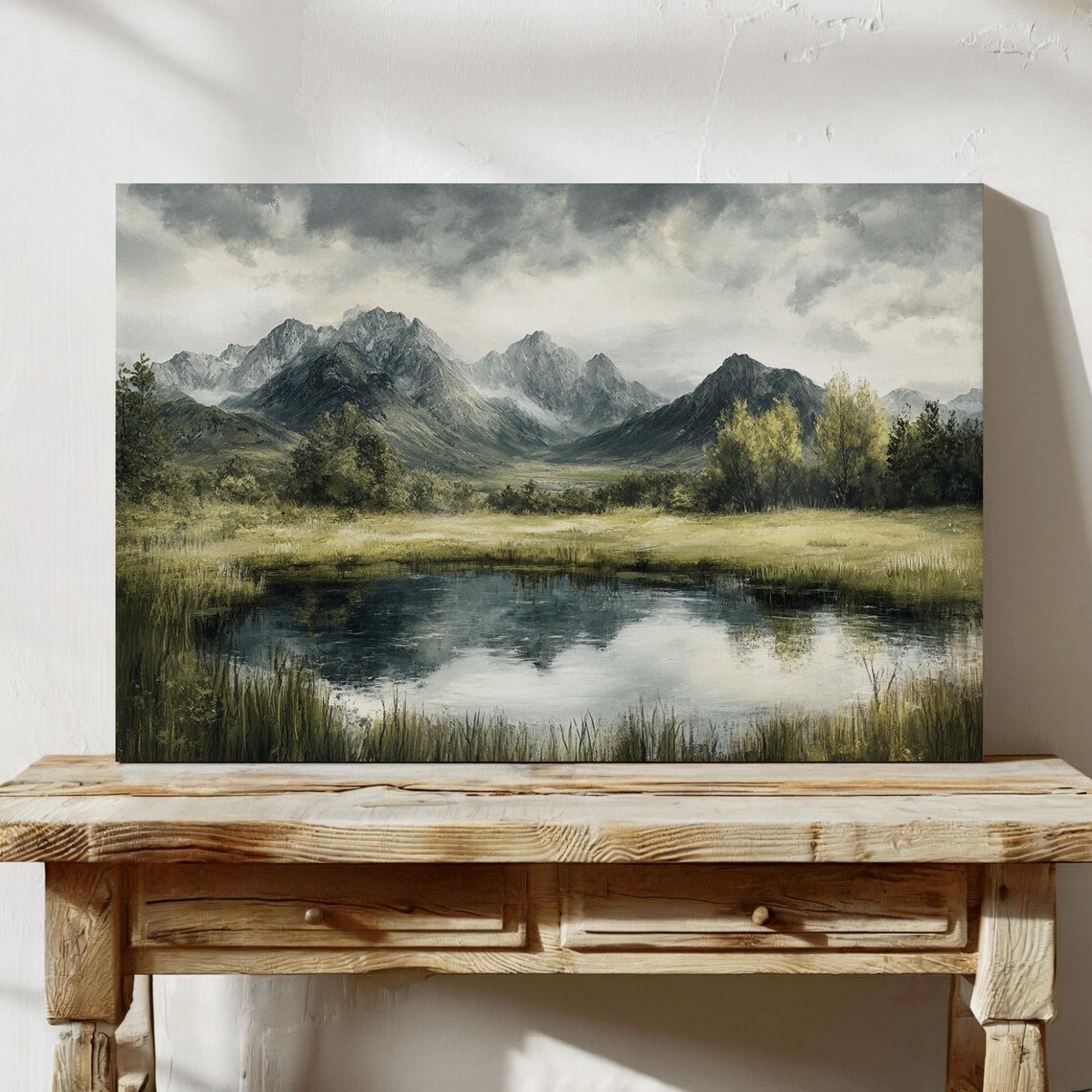Moody Mountain Landscape, Rustic Nature Art Print - Image 2