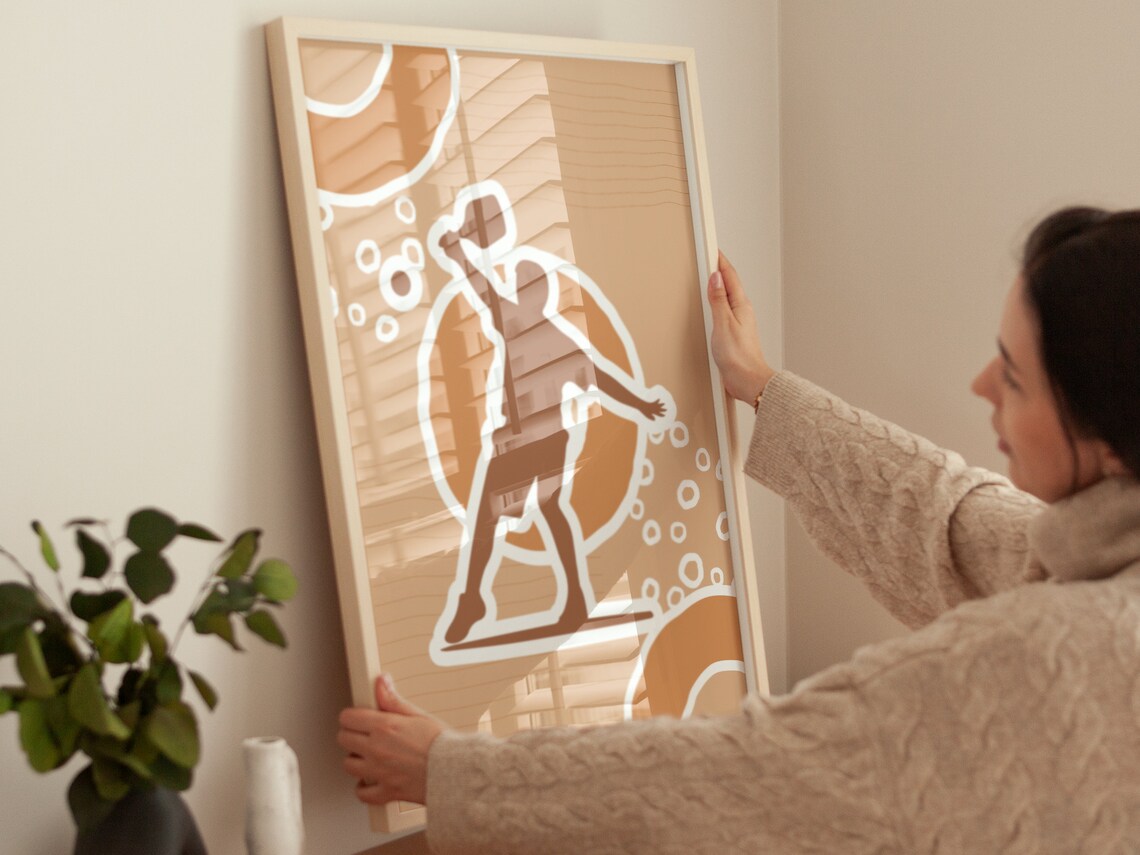 Retro Pickleball Player Serve Silhouette Vintage Sports Wall Poster - Image 2
