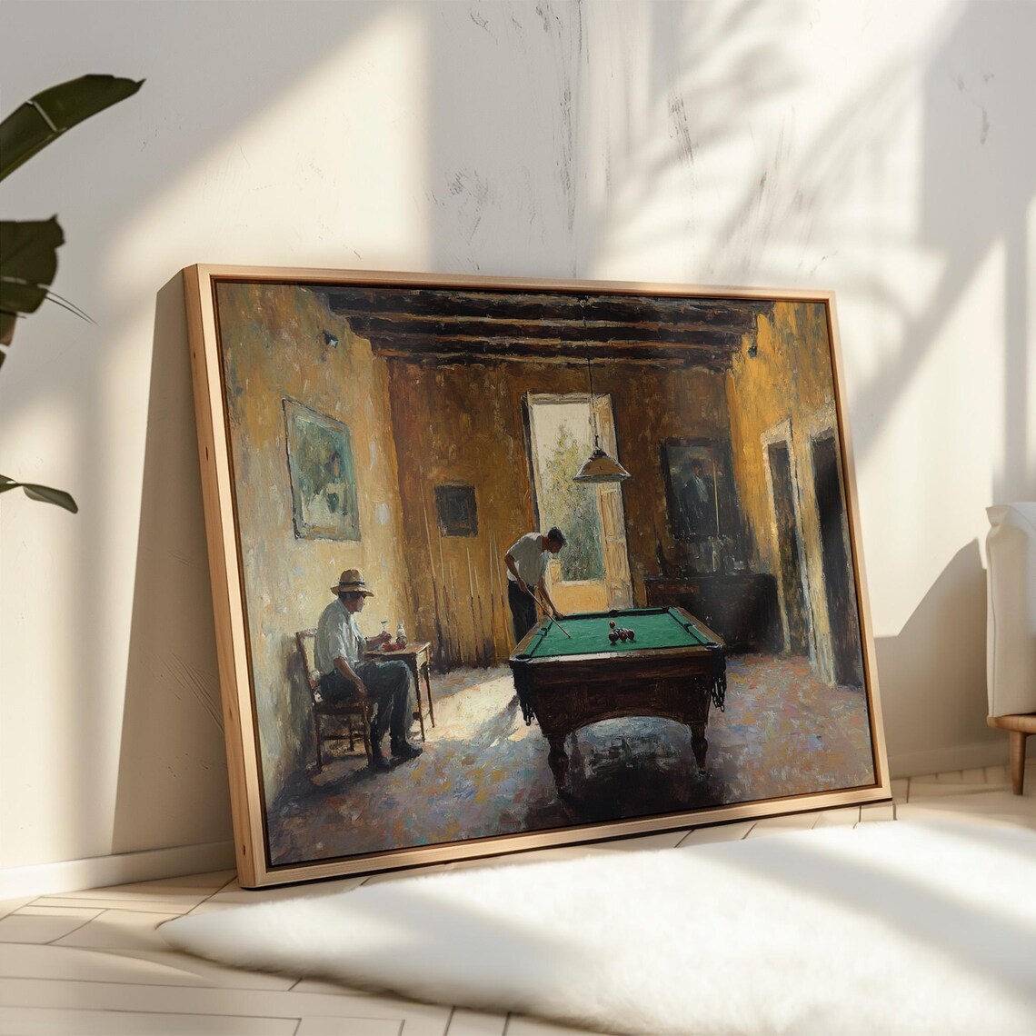 Rustic Billiards Room Painting, Vintage Game Table Art - Image 4