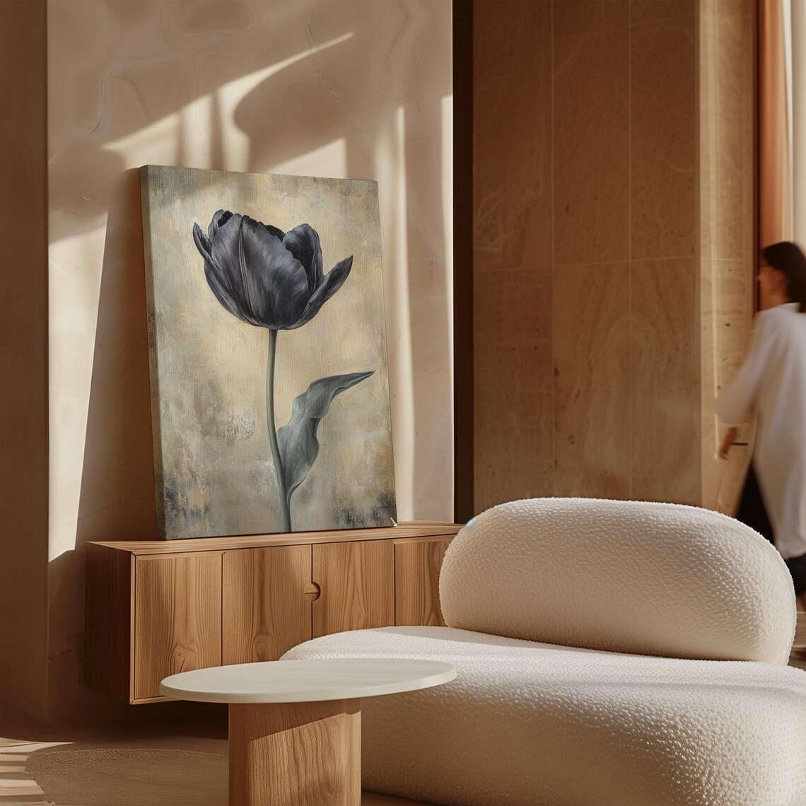 Elegant Black Tulip Painting, Modern Floral Decor - Image 5
