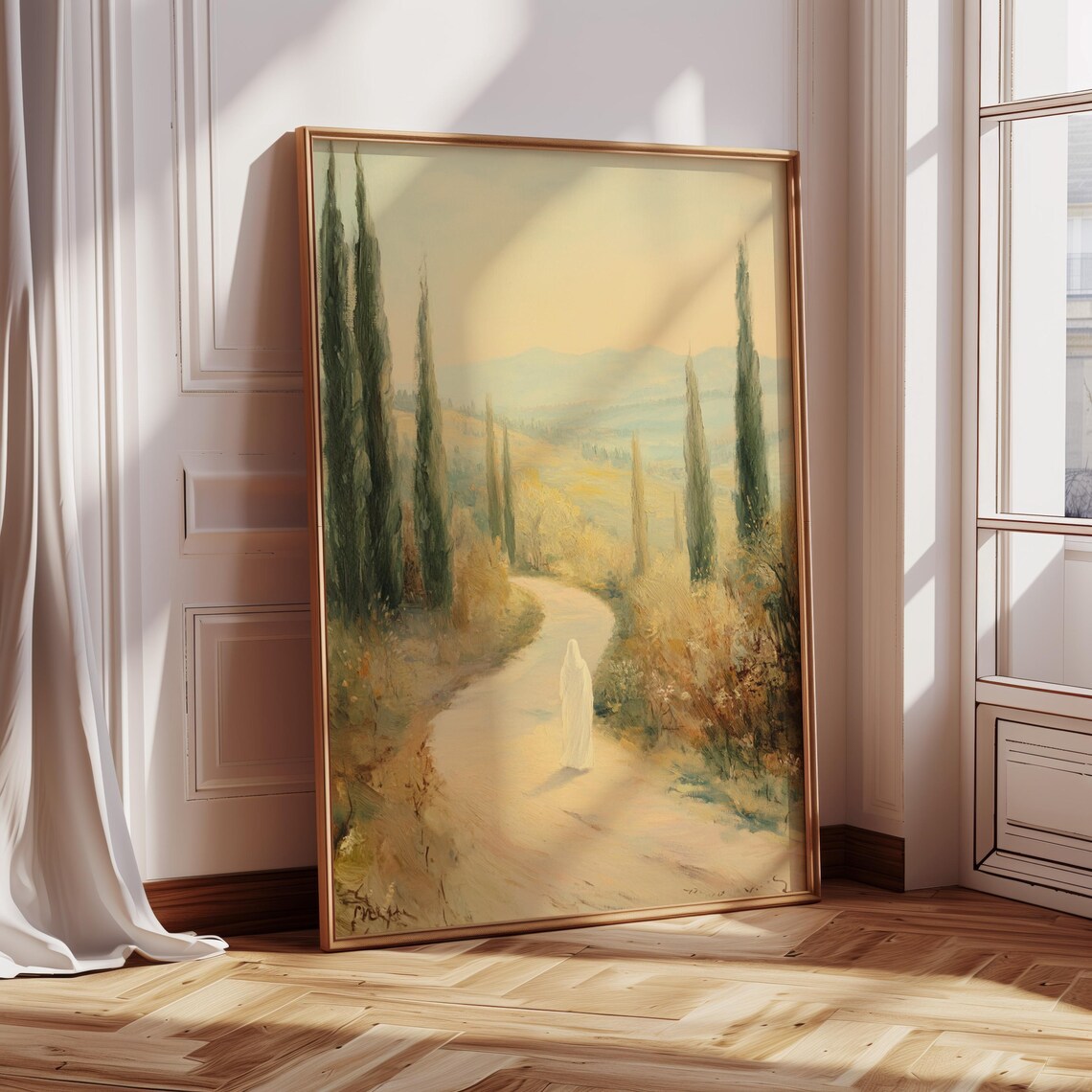 Jesus Walking Country Path, Spiritual Landscape Art Print - Image 5