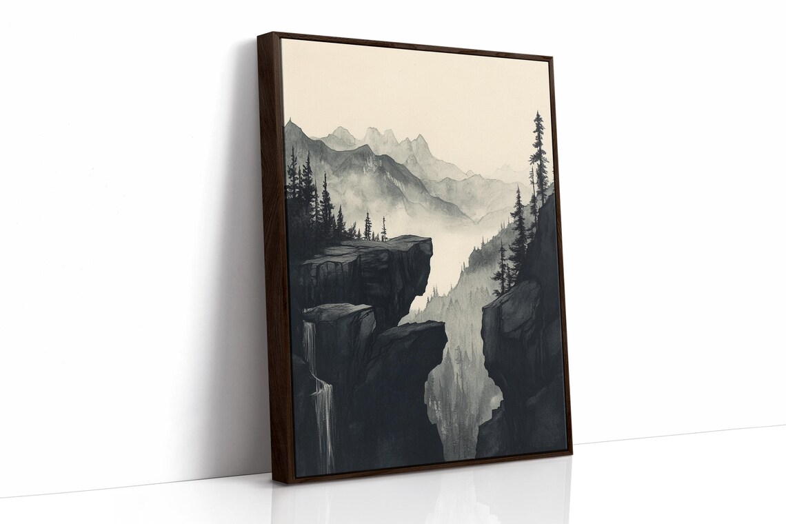 Moody Mountain Landscape, Minimalist Nature Illustration - Image 5