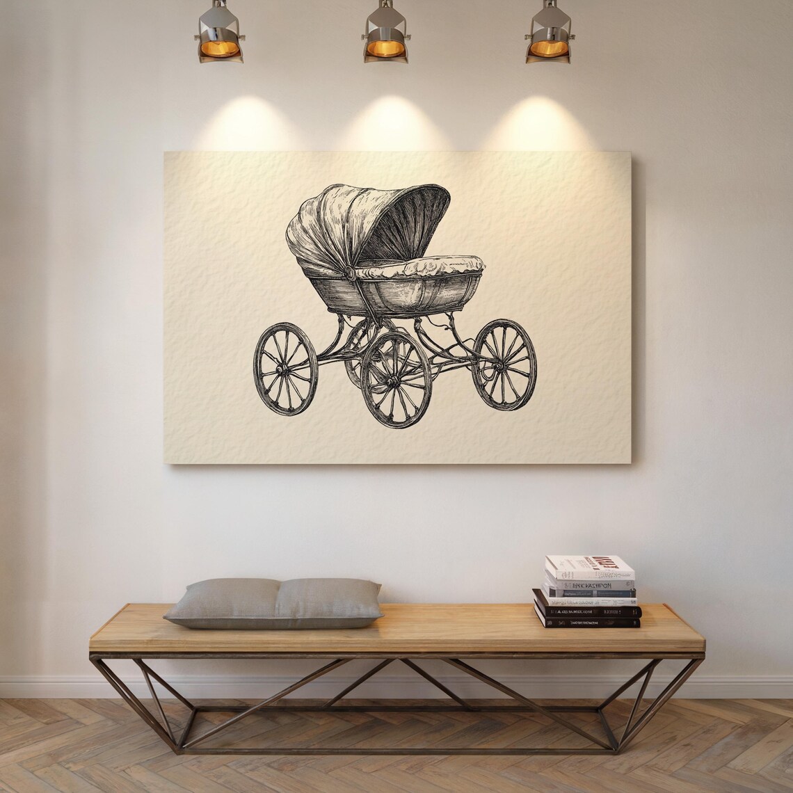 Vintage Baby Carriage Illustration, Victorian Nursery Art Print - Image 5