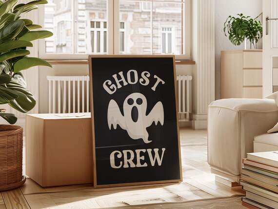 Ghost Crew Vintage Ghost Graphic Spooky Black White Halloween Wall Poster