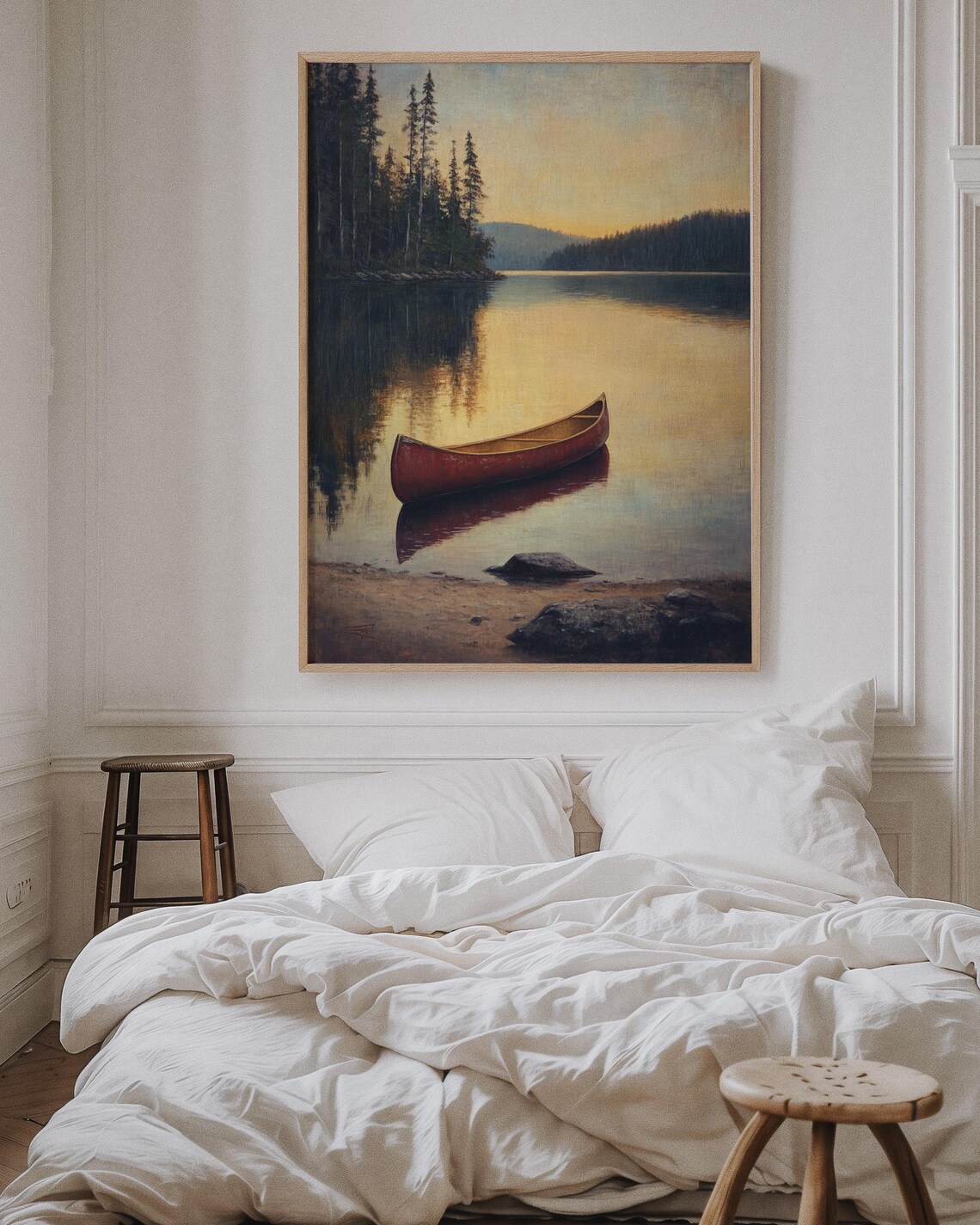 Sunset Canoe Lake Art Print, Rustic Cabin Decor - Image 4