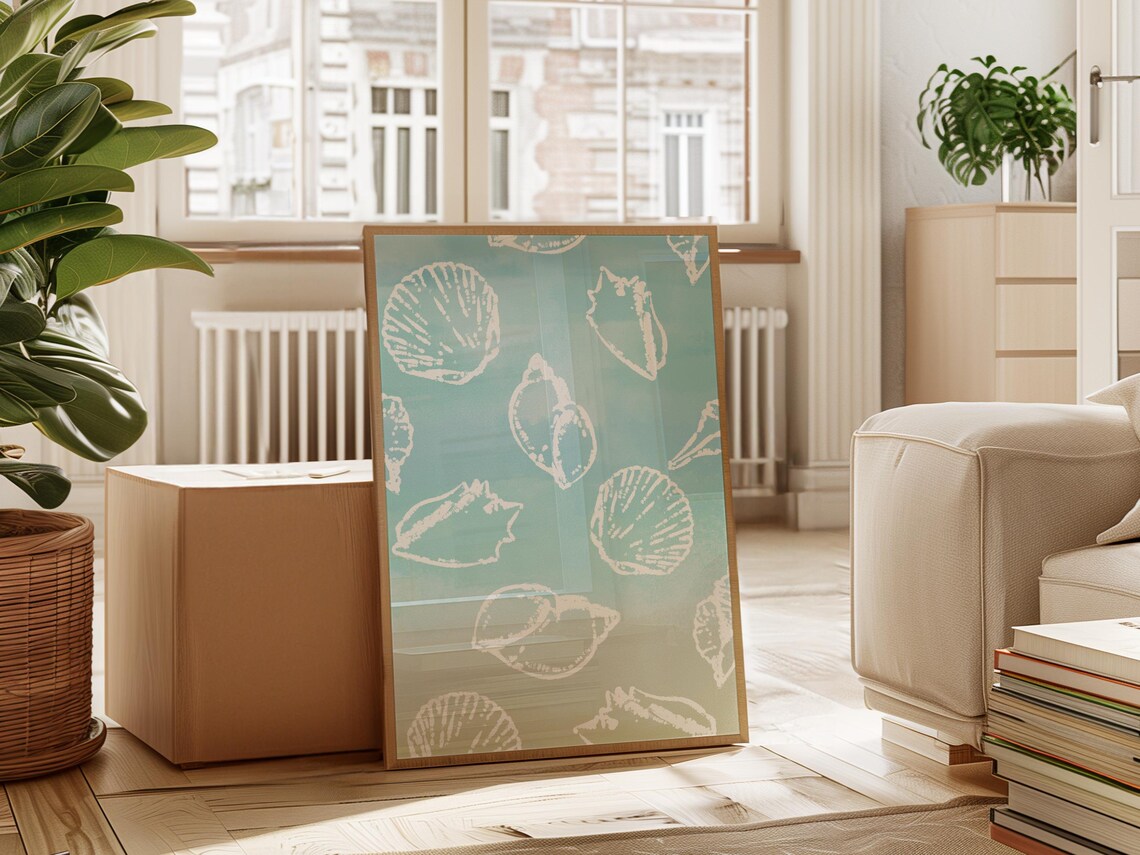 Seashell Watercolor Art Print, Coastal Ocean Pattern - Image 2