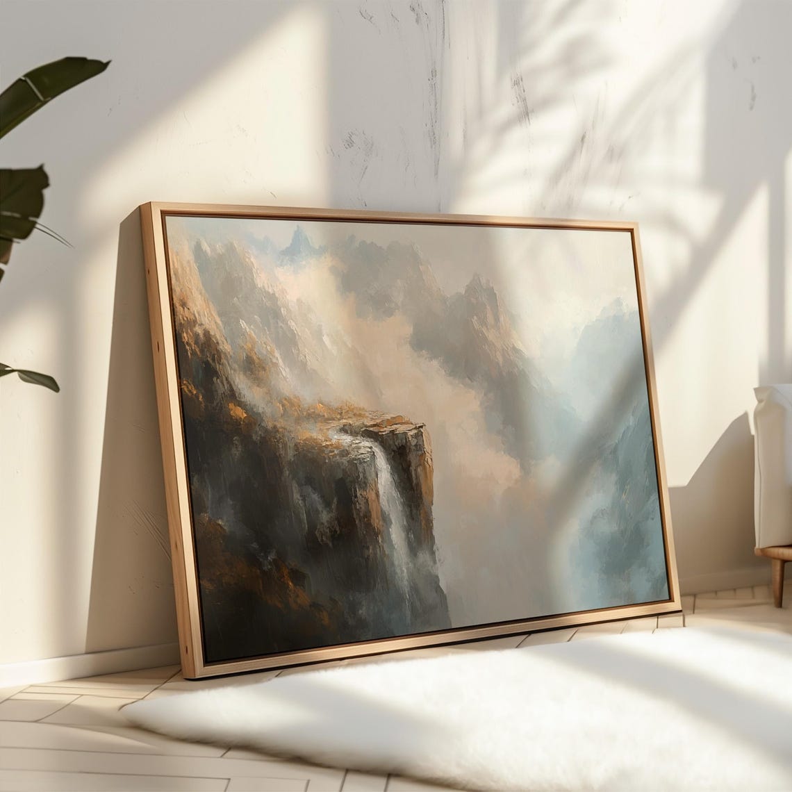 Majestic Waterfall Landscape Painting Misty Mountain Wall Art Print For Home And Office Decor - Image 4
