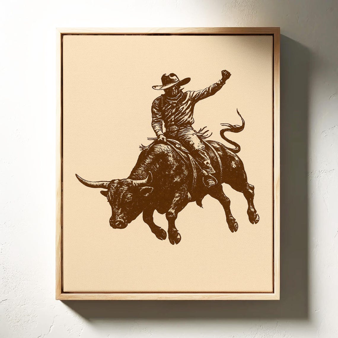 Cowboy Bull Riding Poster, Rustic Western Silhouette - Image 4