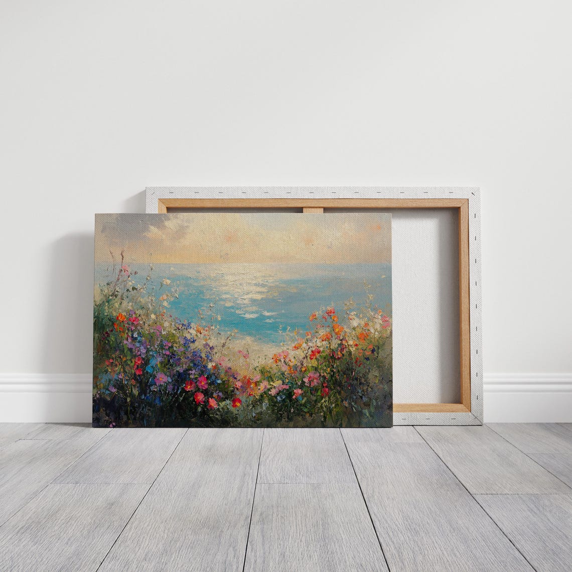Coastal Wildflower Meadow Turquoise Sea Sunset Colorful Seaside Print - Image 2