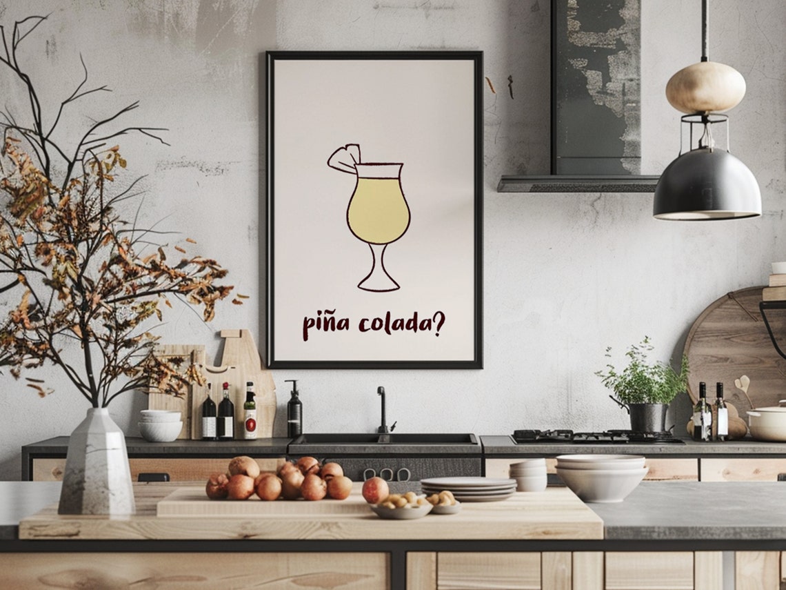 Pina Colada Hurricane Glass Pineapple Garnish Tropical Bar Art Poster - Image 2
