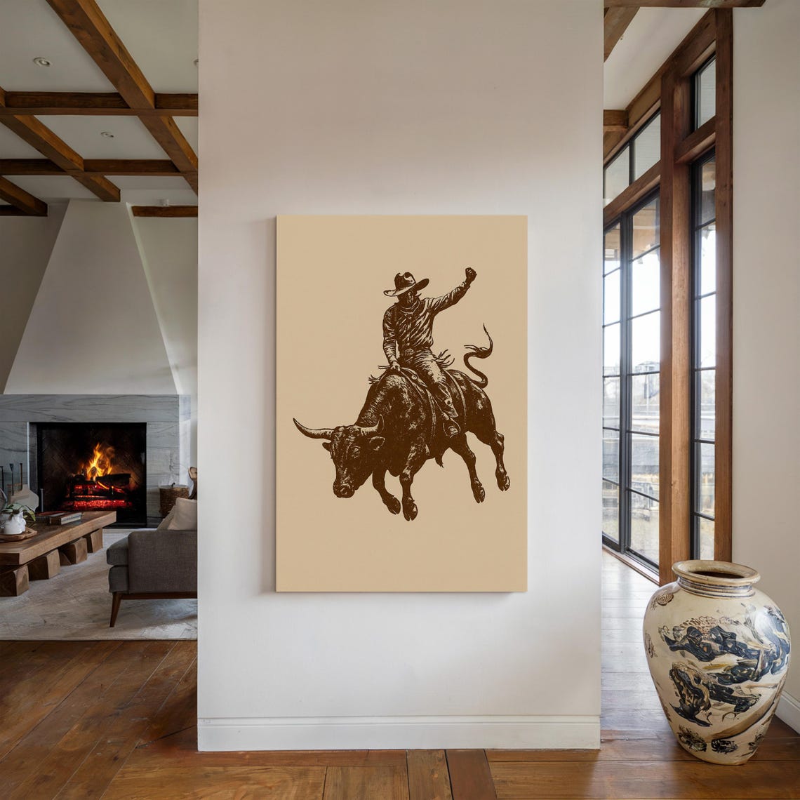 Cowboy Bull Riding Poster, Rustic Western Silhouette - Image 5