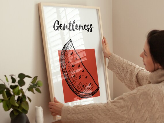 Gentleness Fruit of the Spirit Watermelon Sketch Quote Wall Poster