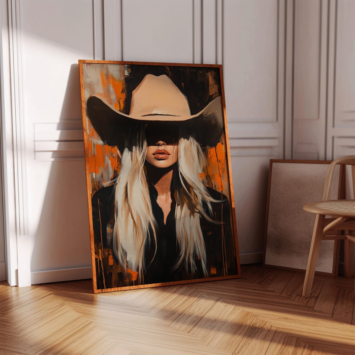 Blonde Cowgirl Modern Western Portrait, Rustic Decor - Image 4
