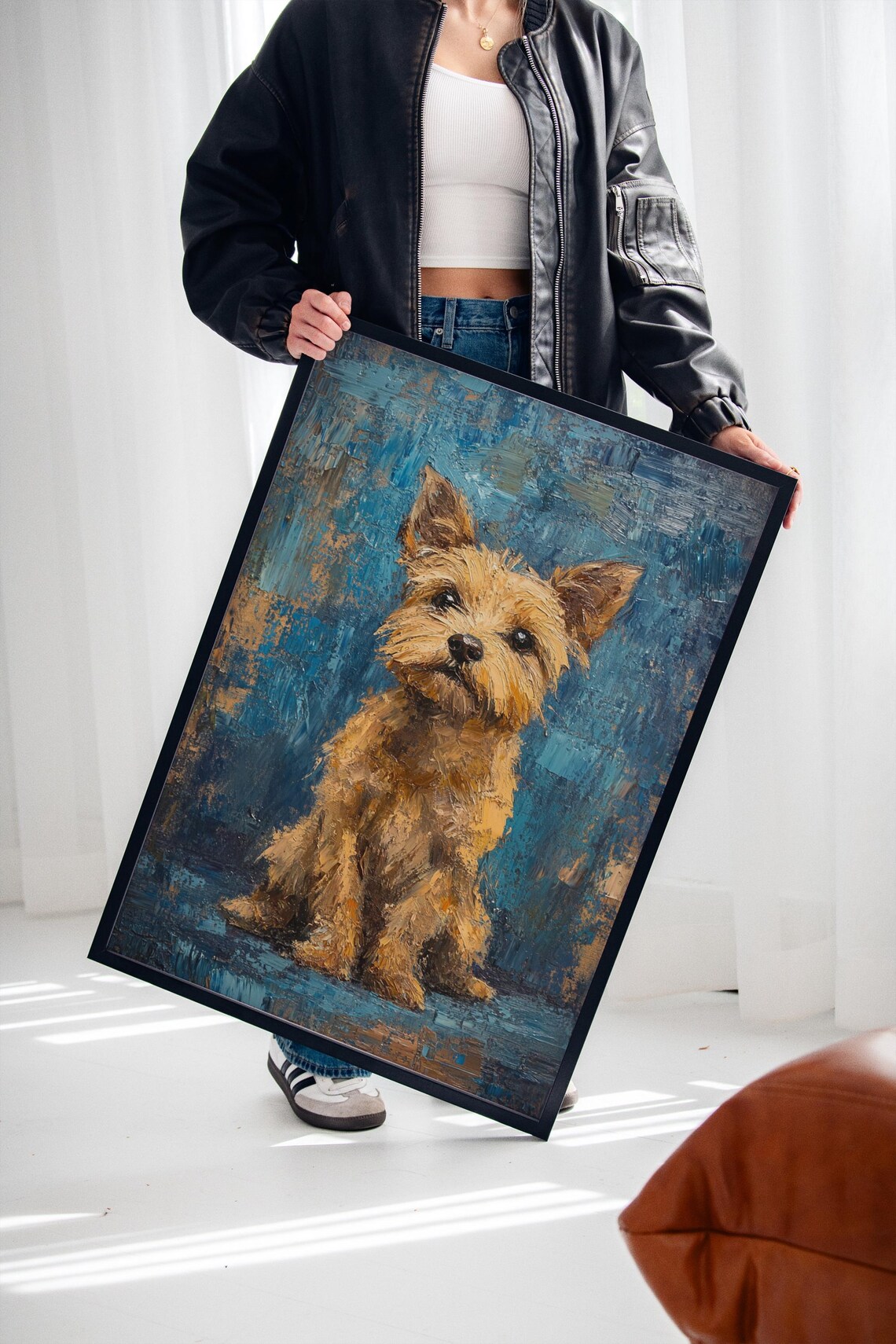 Textured Yorkie Dog Painting, Terrier Portrait - Image 2