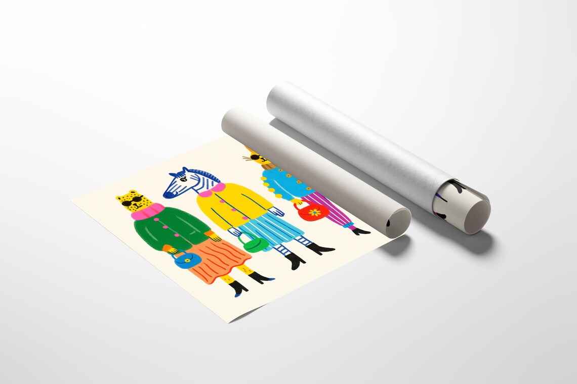 Stylish Dressed Animals Illustration, Anthropomorphic Friends - Image 2