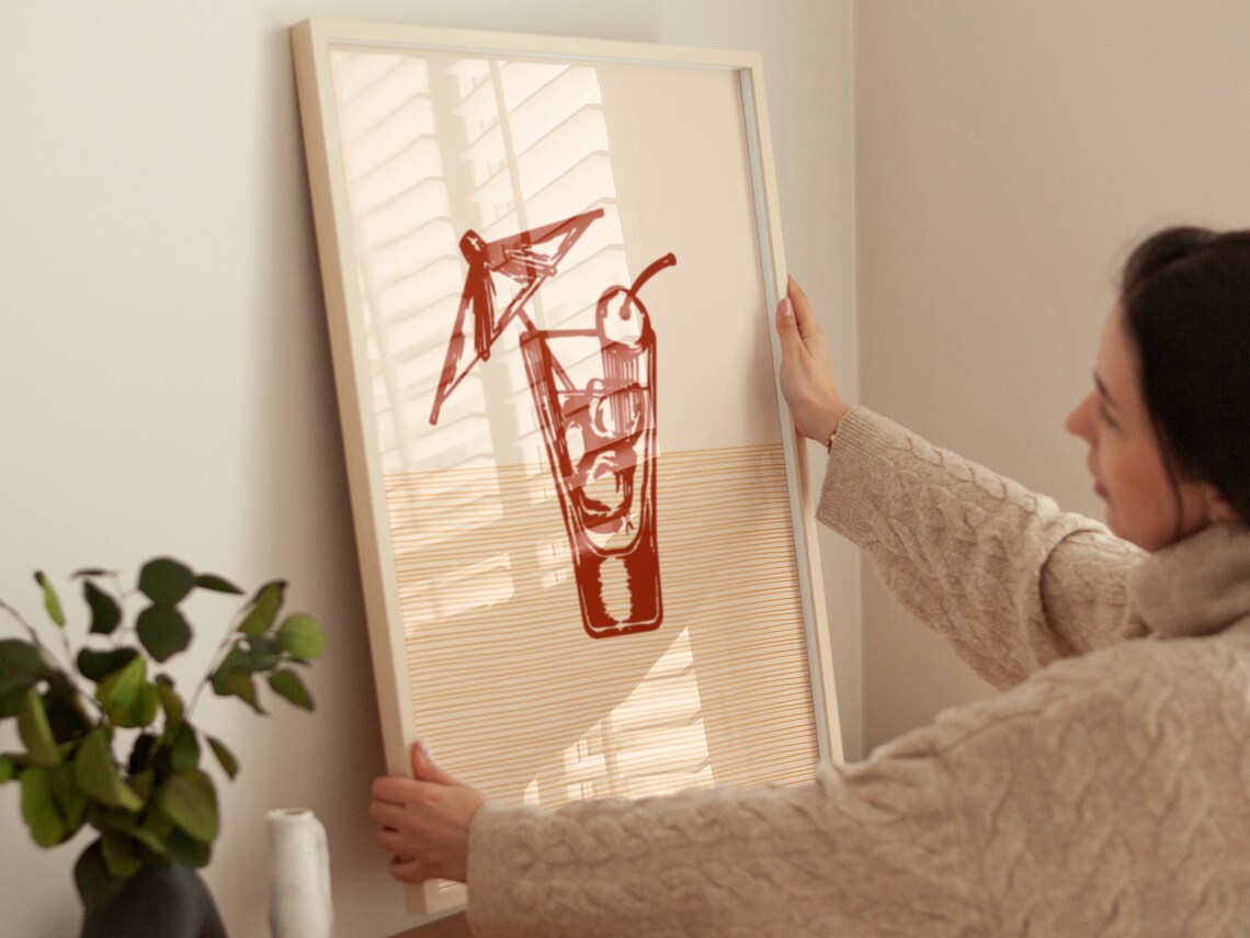 Boho Cocktail Art, Boho Minimalist Modern Decor - Image 4