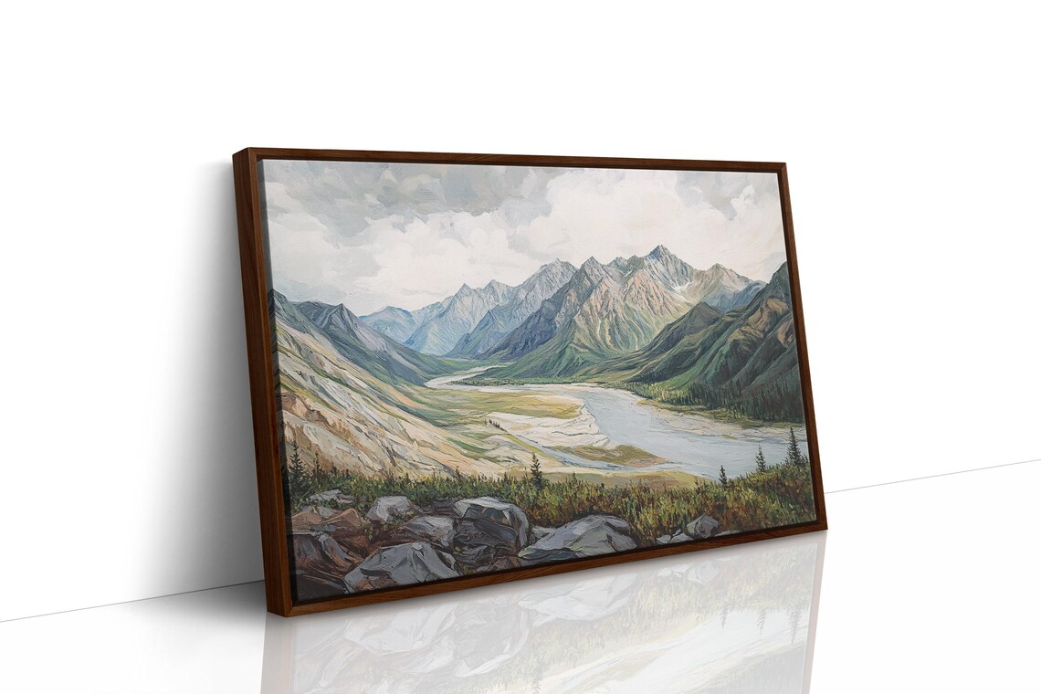 Majestic Mountain Valley Landscape, Serene River - Image 5