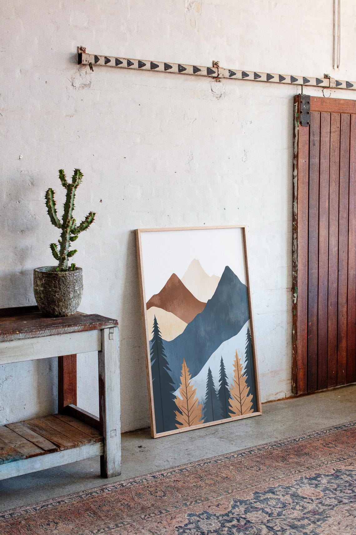 Modern Mountain Print Minimalist Nature Wall Art Abstract Forest Landscape Earth Tone Home Decor - Image 4