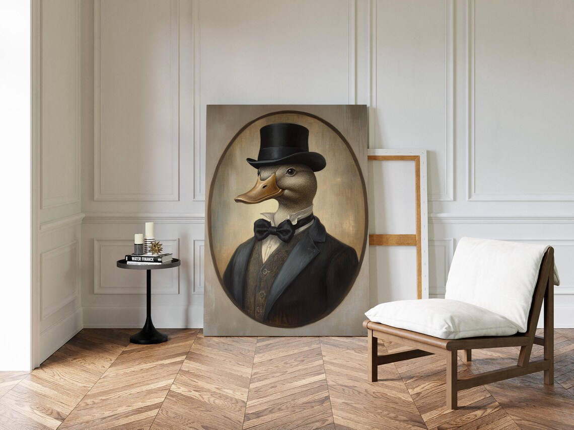 Regal Duck in Top Hat Bow Tie Victorian Gentleman Portrait Wall Poster - Image 2