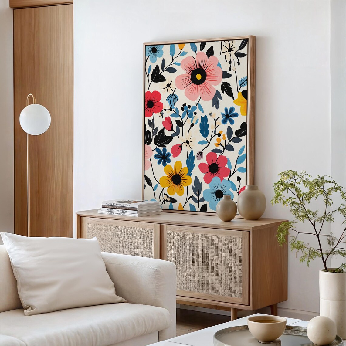 Vibrant Floral Blossoms Pink Red Yellow Blue Bold Botanical Poster - Image 5