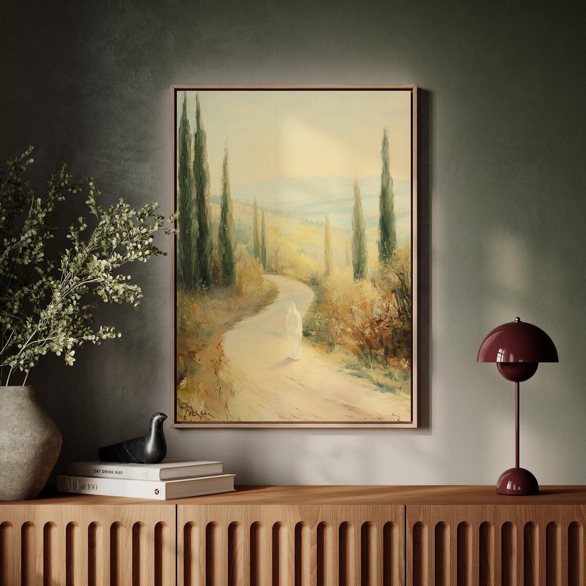 Jesus Walking Country Path, Spiritual Landscape Art Print - Image 4