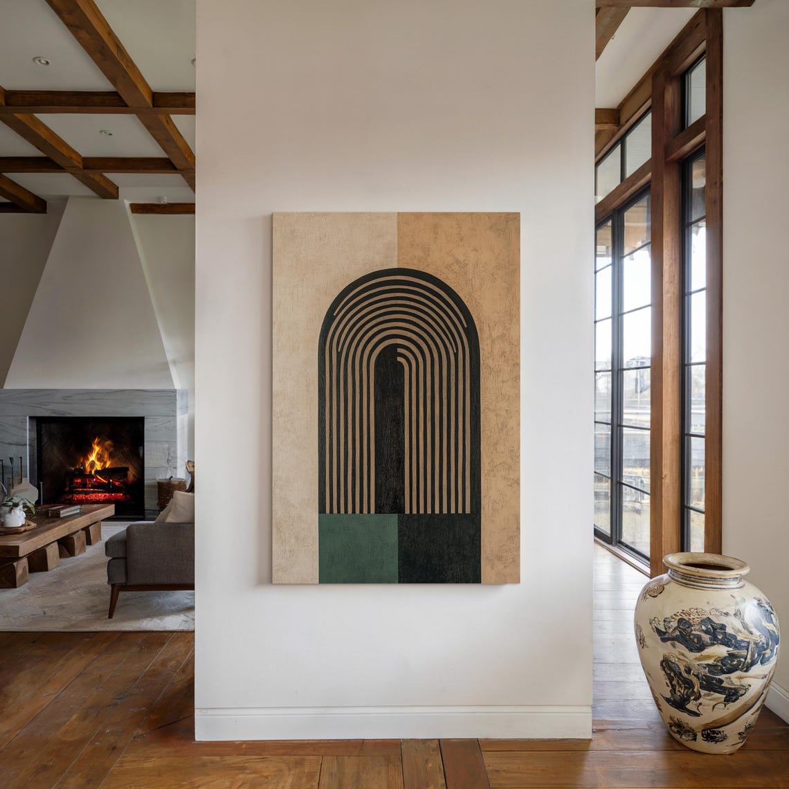 Modern Minimalist Archway With Bold Geometric Lines And Earth Toned Palette - Image 2