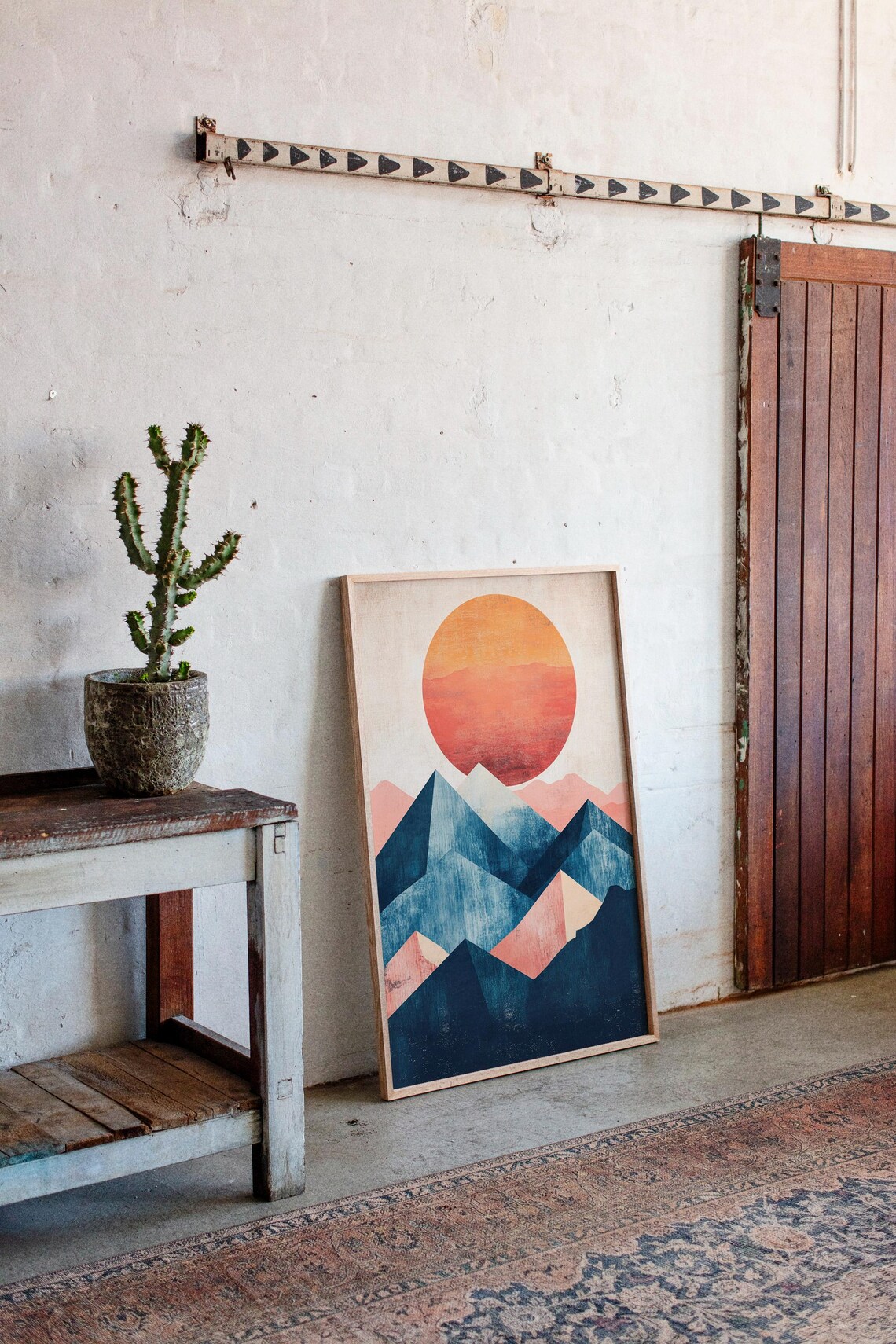 Abstract Sunset Mountain Poster, Modern Geometric Landscape - Image 3