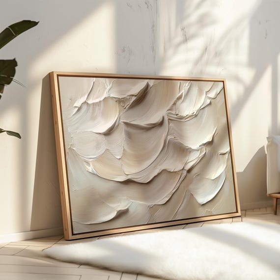Neutral Textured Abstract Art Modern Beige Wall Decor Minimalist Style Painting Large Art Print Contemporary Neutral Home Decor