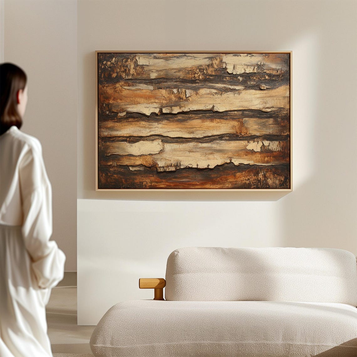 Rustic Wood Texture Abstract Brown Earthy Tones Wall Art Print - Image 2
