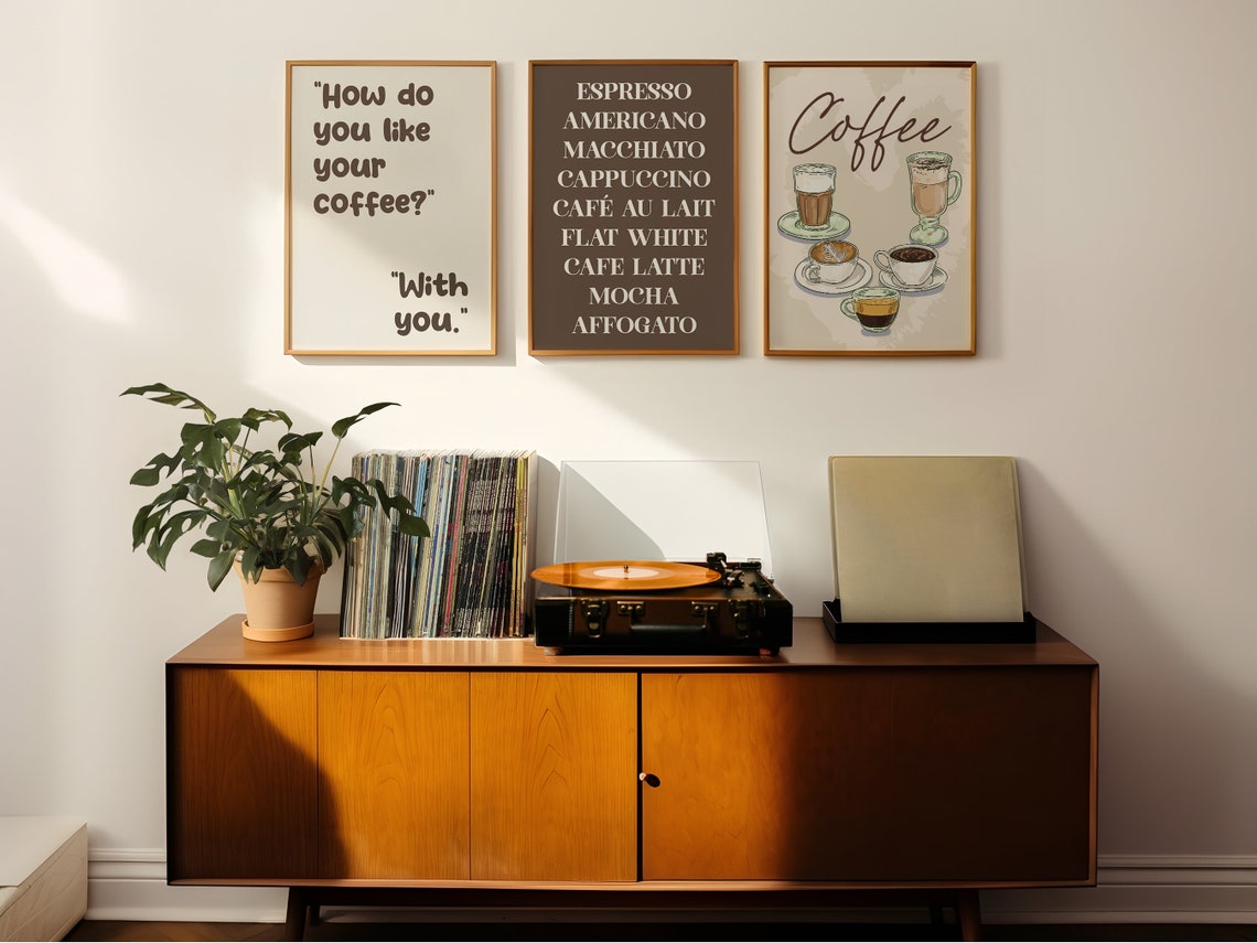 Coffee Bar Three Piece Set Espresso Menu Quote Cups Wall Art Bundle - Image 4