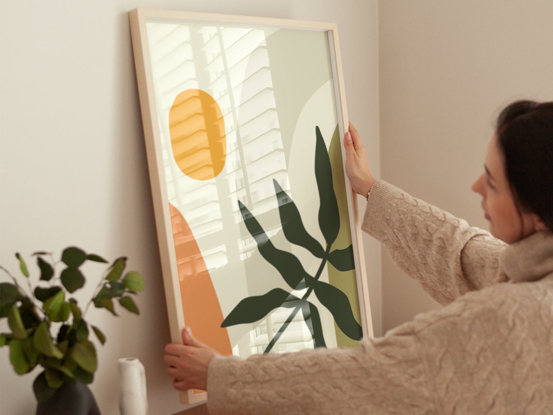 Abstract Boho Botanical Leaf Mustard Sun Earth Tone Wall Poster - Image 4
