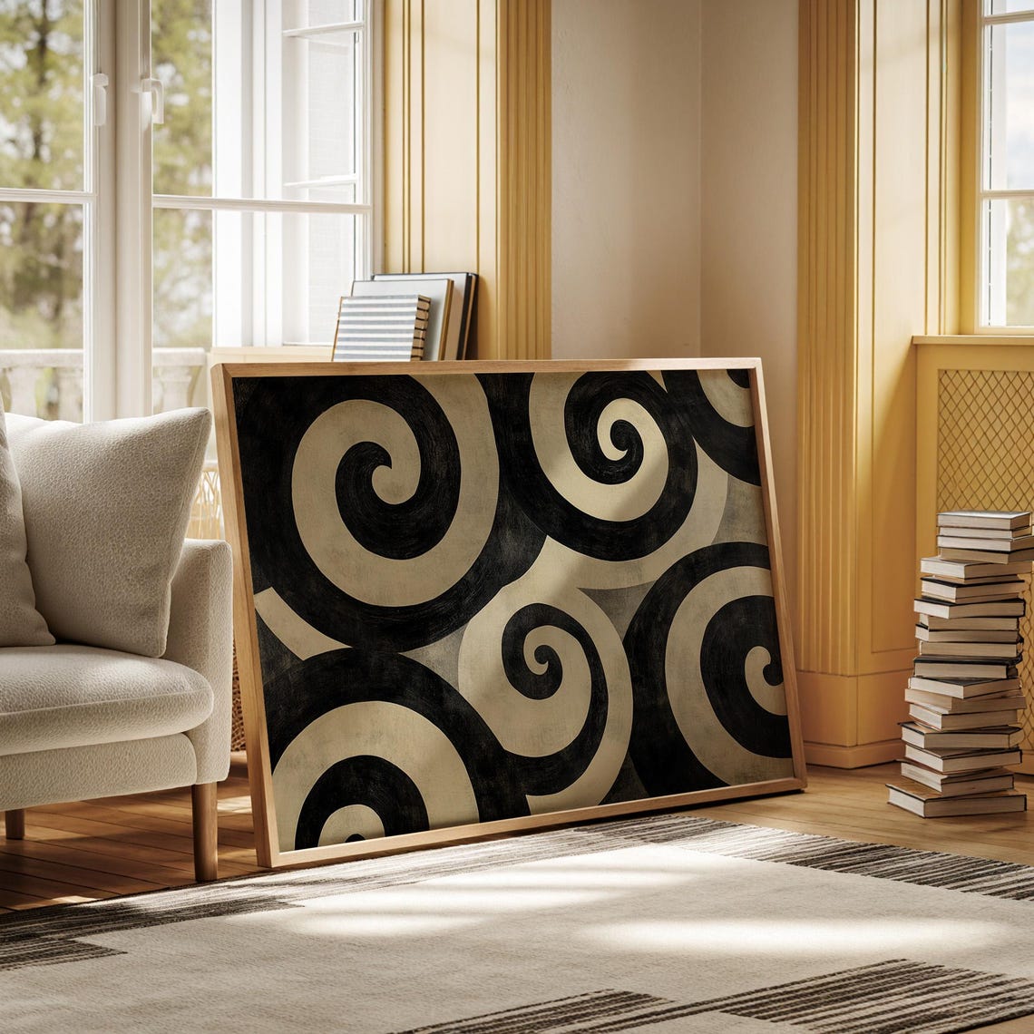 Abstract Black And White Spiral Pattern - Image 3
