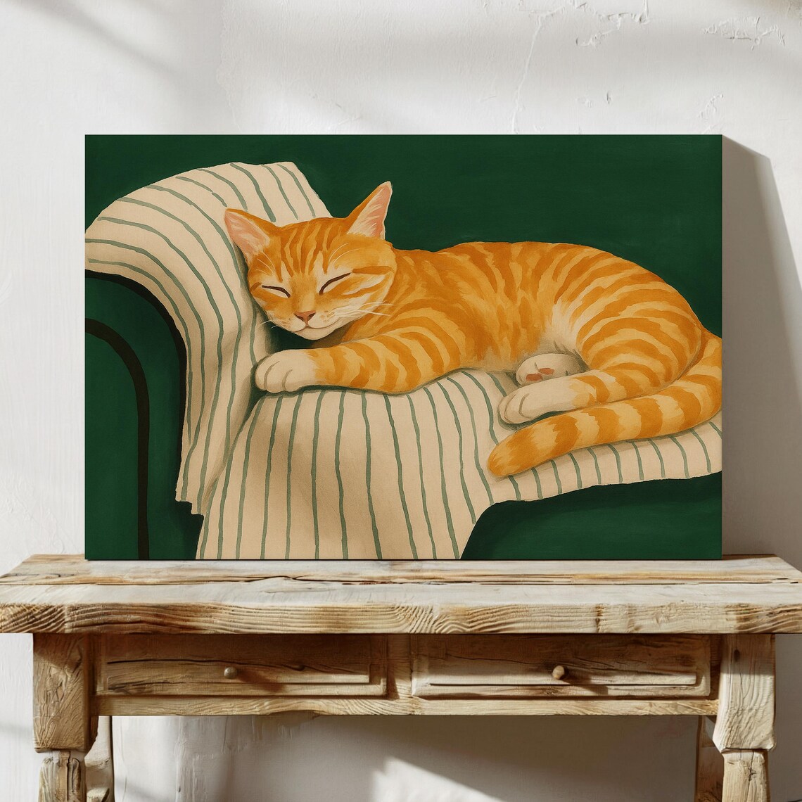Orange Tabby Cat Sleeping, Cozy Feline Wall Decor
