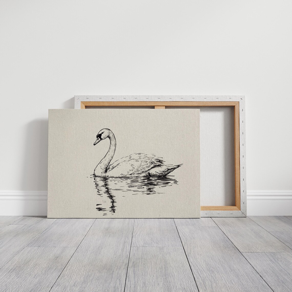 Elegant Swan Ink Drawing, Minimalist Bird Art - Image 2