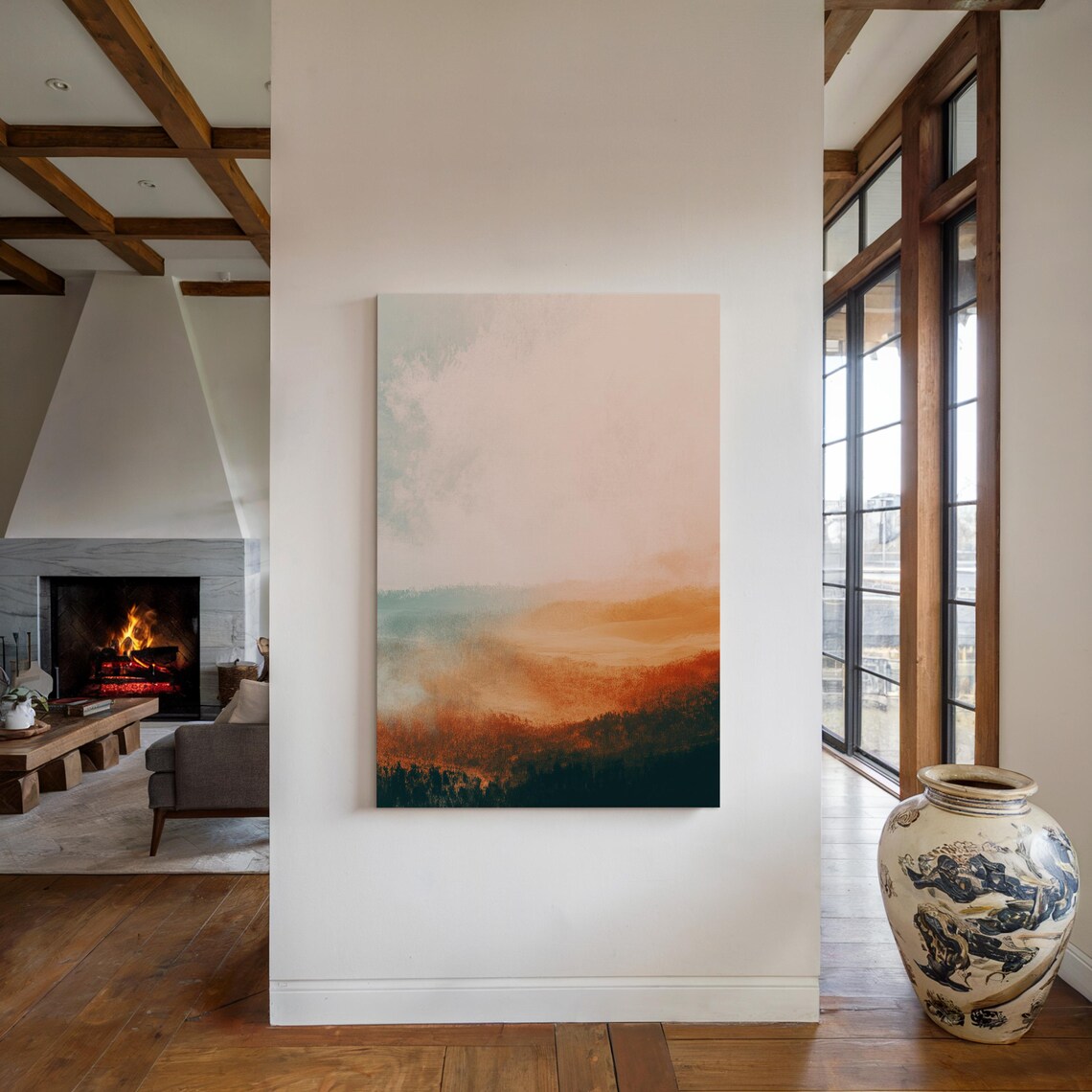 Tranquil Abstract Landscape, Textured Brushwork - Image 2