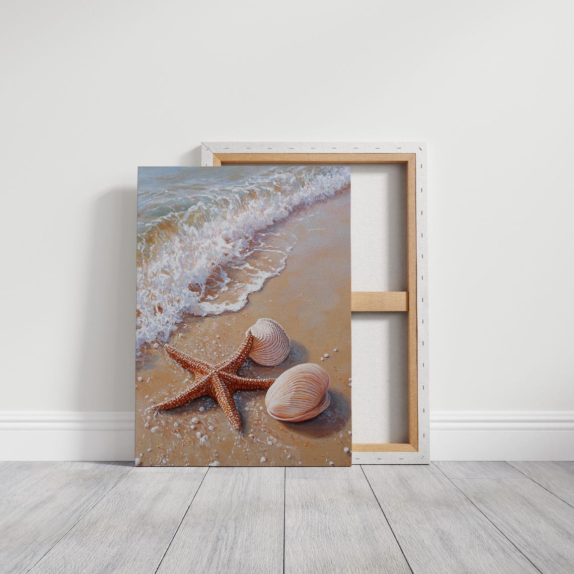 Starfish And Seashells Shoreline Waves Calm Coastal Ocean Print - Image 3