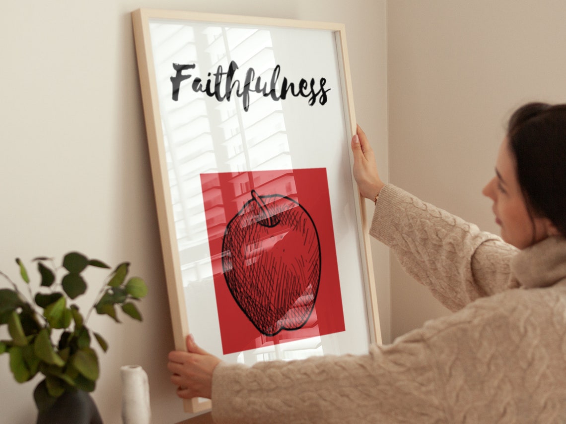 Faithfulness Apple Fruit Sketch Christian Affirmation Wall Art Poster - Image 4
