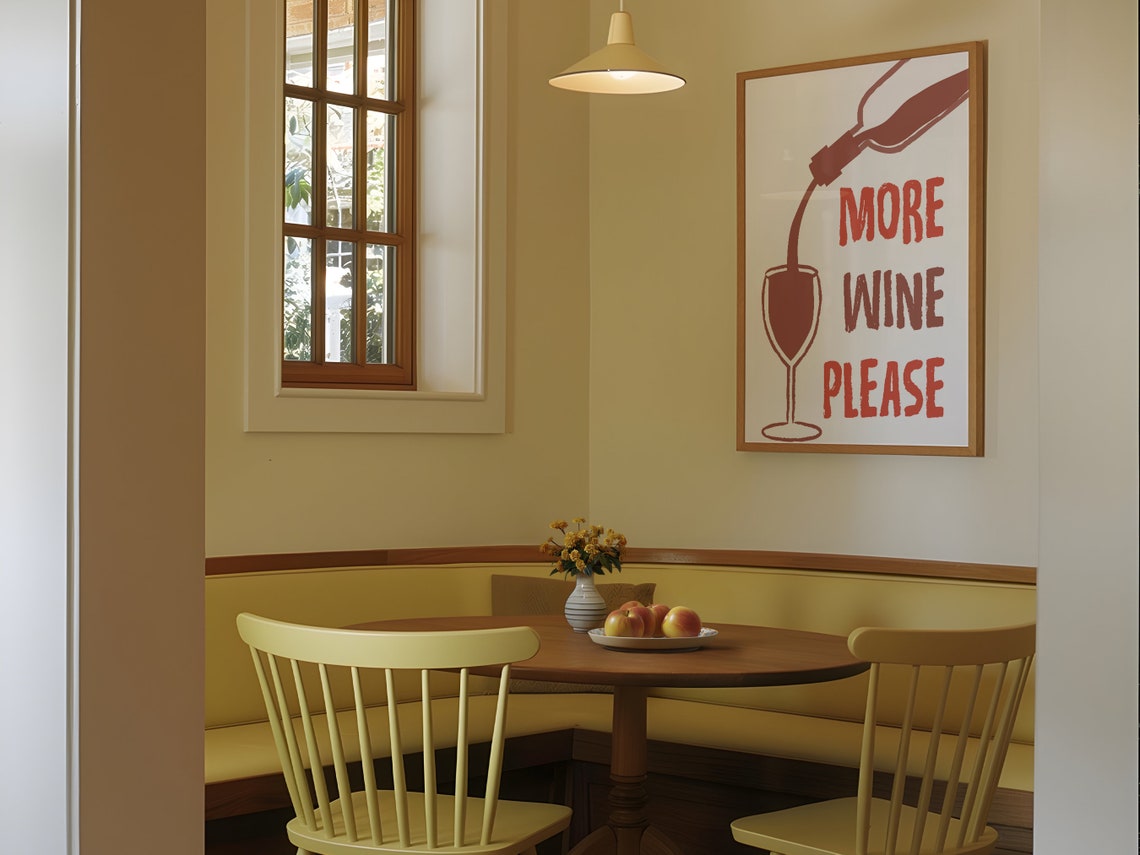 More Wine Please Red Wine Pour Typography Quote Bar Cart Wall Art - Image 2