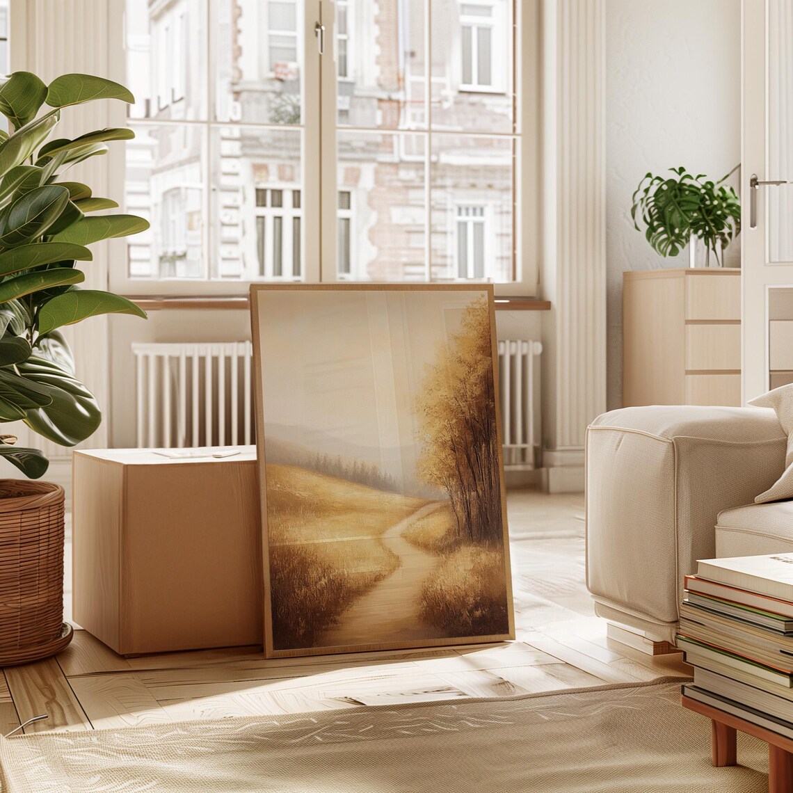 Golden Forest Trail Landscape, Rustic Nature Decor - Image 3